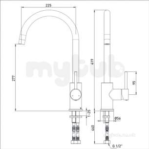 Bristan Brassware -  Pistachio Easy Fit Kitchen Sink Mixer