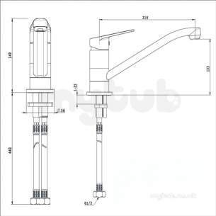 Bristan Brassware -  Cinnamon Easy Fit Kitchen Sink Mixer