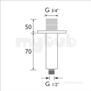 Bristan and Evo Showers Kits -  Bristan Square Ceiling Fed Arm 75mm