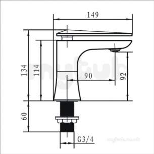 Bristan Brassware -  Ebony Bath Taps Eby 3/4 C - Chrome