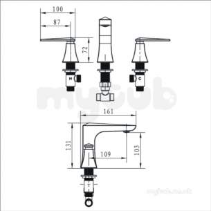 Bristan Brassware -  Ebony 3 Hole Basin Mixer Eby 3hbas C - Chrome