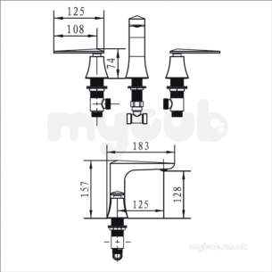 Bristan Brassware -  Ebony 3 Hole Bath Filler Eby 3hbf C - Chrome