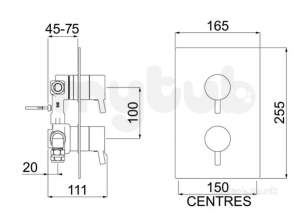 Bristan and Evo Showers Kits -  Prism Shower Valve With Integral Two Outlet Diverter Chrome Pm2 Shcdiv C
