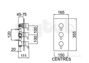 Bristan and Evo Showers Kits -  Prism Shower Valve With Integral Two Outlet Diverter And Stopcock Chrome Pm2 Shc3div C