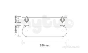 Bristan Accessories -  1901 Glass Shelf Brass Chrome Plated N2 Shelf C