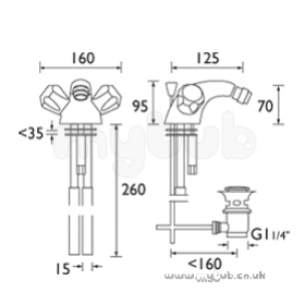 Bristan Brassware -  Club Bidet Mixer-cp Heads And Puw Cp