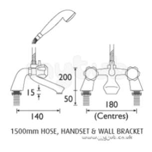 Bristan Brassware -  Club Pillar Bath/shower Mixer-cp Hds Cp