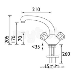 Bristan Brassware -  Club Monobloc Sink Mixer Exc Heads Cp