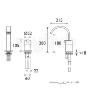 Bristan Brassware -  Chill Two Tap Holes Single Lever Bath Filler Cp