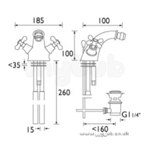 Bristan Brassware -  Fairfax C/disc Bidet Mixer And Puw Cp