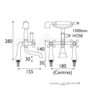 Bristan Brassware -  Fairfax C/disc Bath/shower Mixer Gi