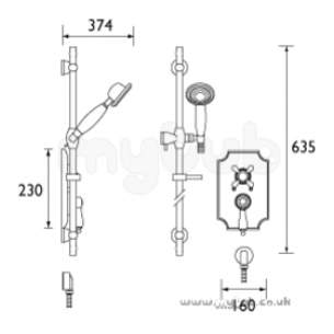 Bristan Accessories -  Fairfax Conc Thermo Shower Adj Riser Cp