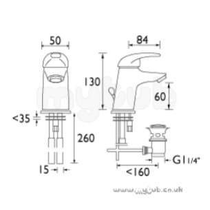 Bristan Brassware -  Java Mini Basin Mixer And Puw Cp