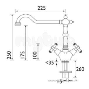 Bristan Brassware -  Colonial Monobloc Sink Mixer Chrome Plated K Snk C