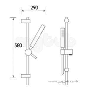 Bristan Showering -  Qube Slide Rail Kit Exc Soap Dish Cp