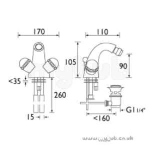 Bristan Brassware -  Meridian Monobloc Bidet Mixer And Puw Cp