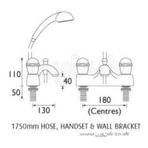 Bristan Brassware -  Meridian Deck Bath Shower Mixer Cp
