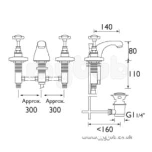 Bristan Brassware -  1901 3th Basin Mixer And Puw Gp N 3hbas G