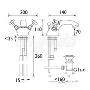 Bristan Brassware -  Bristan 1901 Basin Mixer And Puw Gp