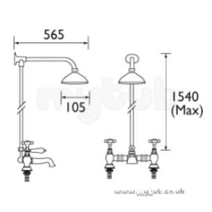 Bristan Accessories -  1901 Fixed Riser Rail With 4 Inch Rose Gp