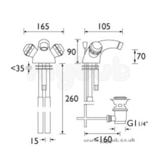 Bristan Brassware -  Options Std Valves Bidet Mixer And Puw Cp