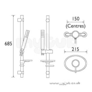 Bristan Showering -  Prism Pressure Balancing Valve Adj Riser