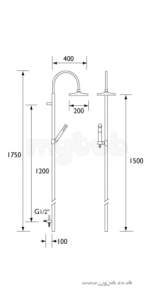 Bristan Showering -  Prism Shower Pole C/w Integral Divert Cp