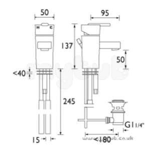 Bristan Brassware -  Qube Mini Basin Mixer And Puw Cp