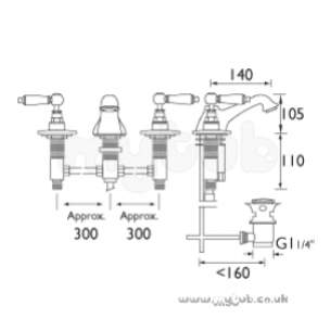 Bristan Brassware -  Renaissance 3th Basin Mixer And Puw Cp