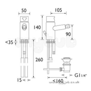 Bristan Brassware -  Sigma Monobloc Bidet Mixer And Puw Cp