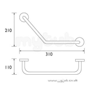 Bristan Accessories -  Solo 14 Inch Cranked Grab Bar Cp