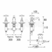 Bristan Brassware -  Trinity 3th Basin Mixer And Puw Cp