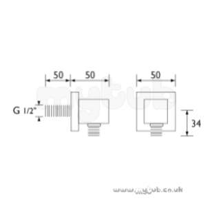 Bristan Brassware -  Conc Square Outlet Hose Connector Cp