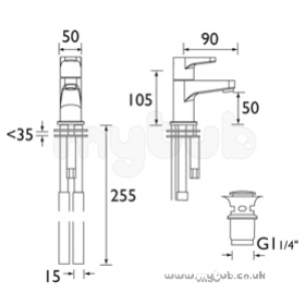 Bristan Brassware -  Quest Basin Mxer With Pop Up Waste Cp