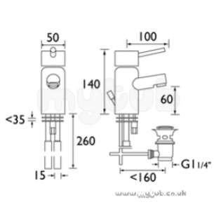 Bristan Brassware -  Prism Basin Mixer With Eco Click Cp
