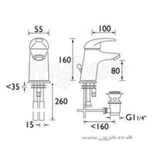 Bristan Brassware -  Java Basin Mixer Witheco Click Cp