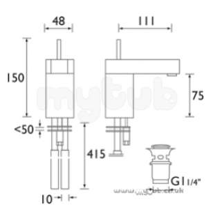 Bristan Brassware -  Profile Basin Mixer With Clickr Waste Cp