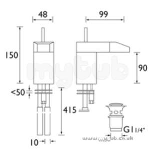 Bristan Brassware -  Profile Bidet Mixer With Clickr Waste Cp