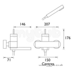 Bristan Brassware -  Profile Wall Mounted Bath Shower Mixer Cp