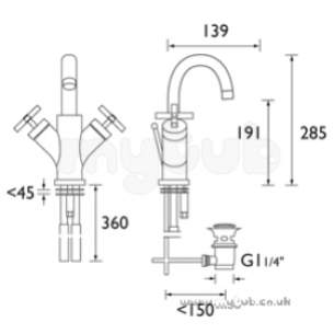 Bristan Brassware -  Star Basin Mixer With Clicker Waste Cp