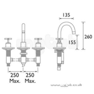 Bristan Brassware -  Star 3 Hole Basin Mixer Wth Popup Waste Cp