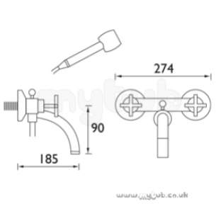 Bristan Brassware -  Star Wall Mounted Bath Shower Mixer Cp