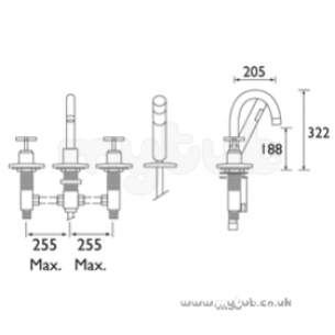 Bristan Brassware -  Star 4 Hole Bath Shower Mixer Cp