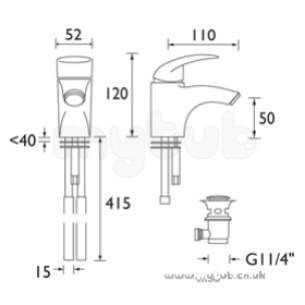 Bristan Brassware -  Jupiter Basin Mixer With Clicker Waste Cp