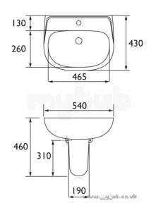 Bristan Brassware -  Bristan Quest 54cm 1 Th Basin Sw Qst Basin 1h W