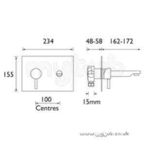 Bristan Brassware -  Prism Wall Mounted Basin Mixer Cp