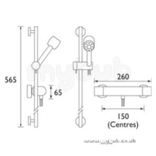 Bristan Showering -  Aqueous Thermo Surf/mounted Bar Shower Aq Shxsmff C