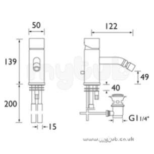 Bristan Brassware -  Js2 Bidet Mixer And Pop-up Waste Cp