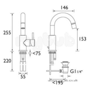 Bristan Brassware -  Prism Side Action Basin Mixer Cp