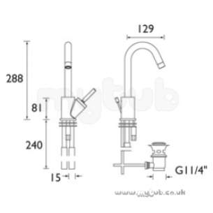 Bristan Brassware -  Soprano Basin Mixer With Pop Up Waste Cp